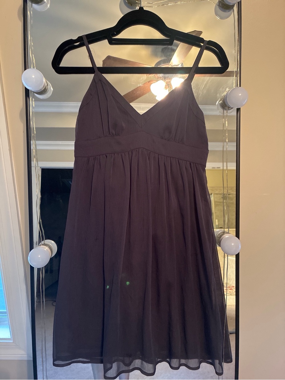 Sleeveless V-Neck Chiffon Dress in Charcoal Grey